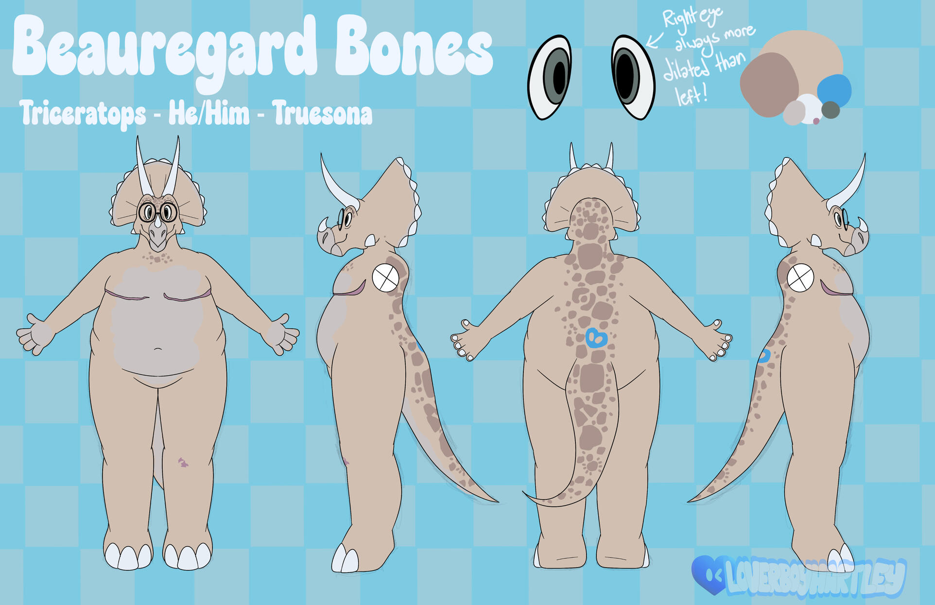 "Beauregard Bones Reference Sheet". Procreate. May 2026.