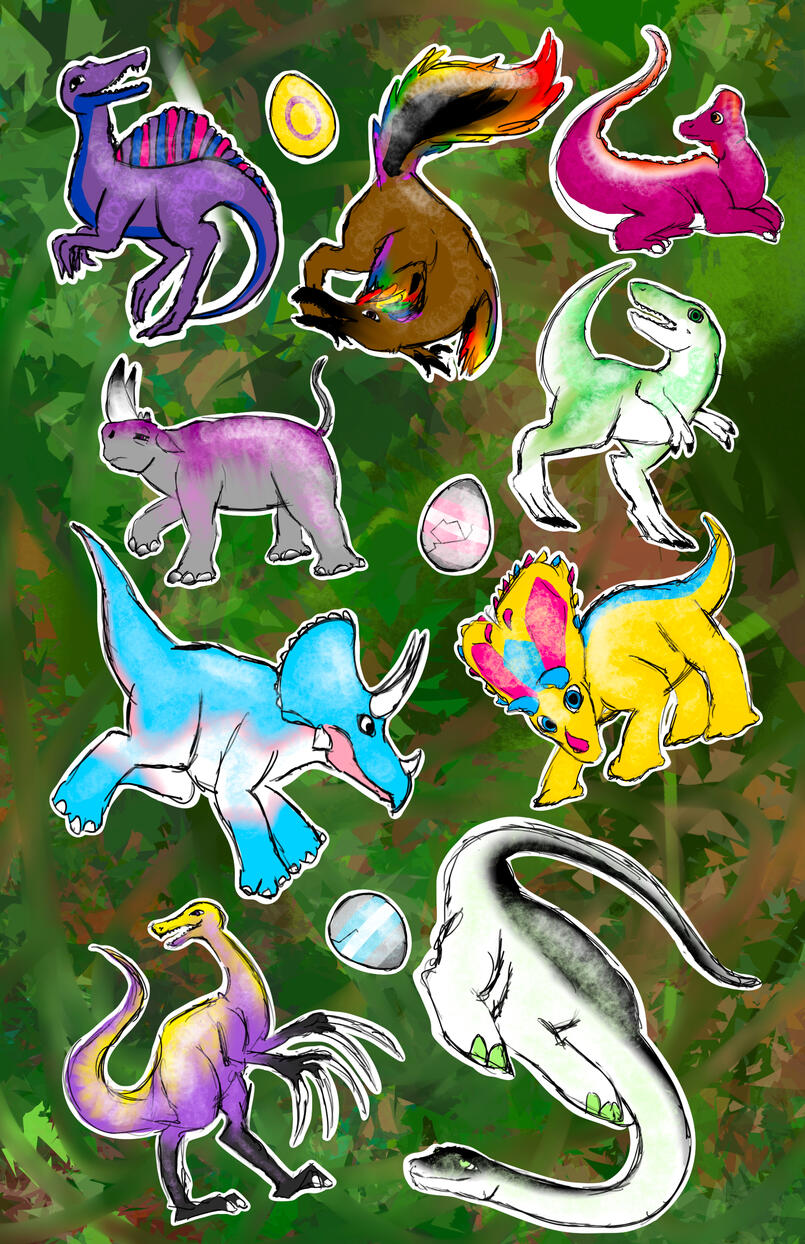 "Pride-o-saurs Sticker Sheet". Procreate. September 2022.